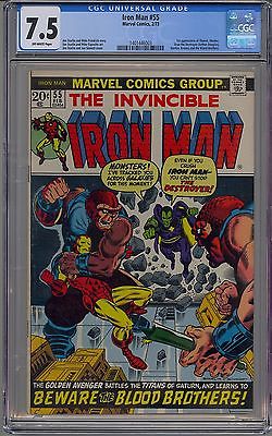 IRON MAN 55 CGC 75 OFFWHITE PAGES 1ST THANOS MARVEL