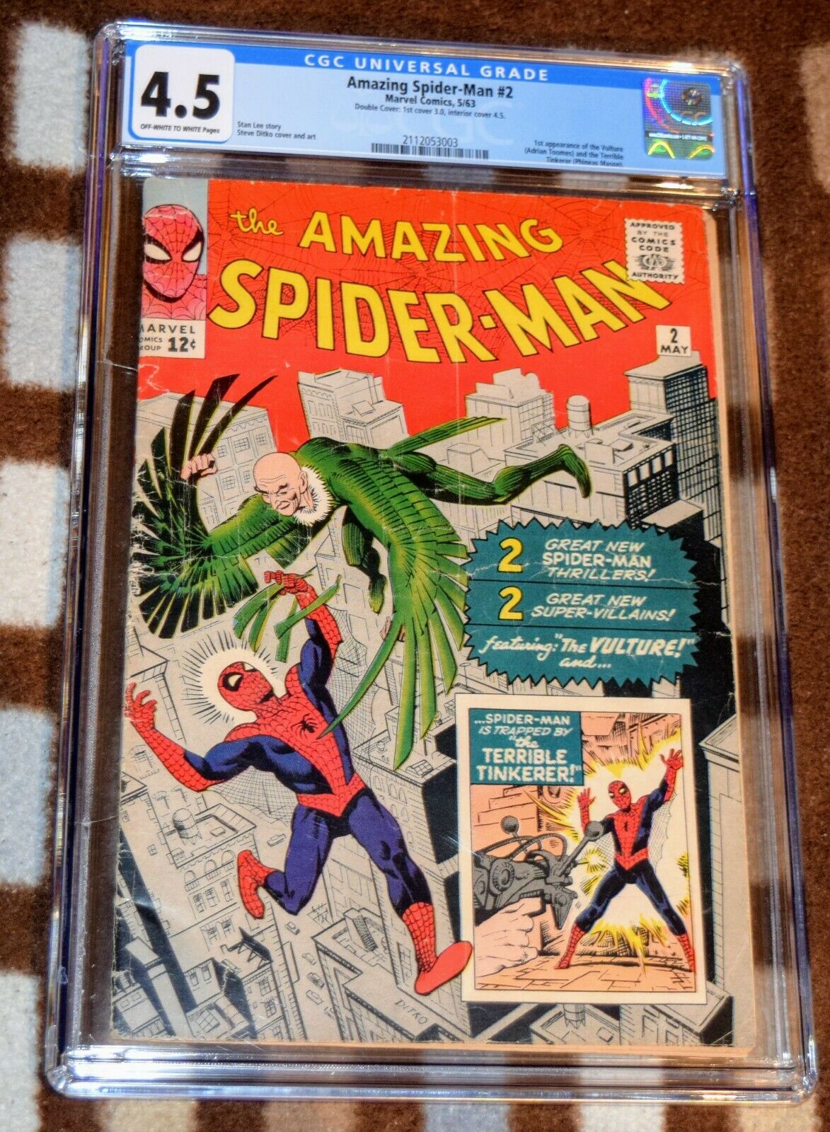 The Amazing SpiderMan 2 1963 DOUBLE COVER CGC 1st Vulture Only 1 Left