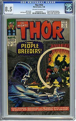 THOR 134 1966 CGC 85 VF OWW pgs 1st HIGH EVOLUTIONARY  MANBEAST  FAFNIR