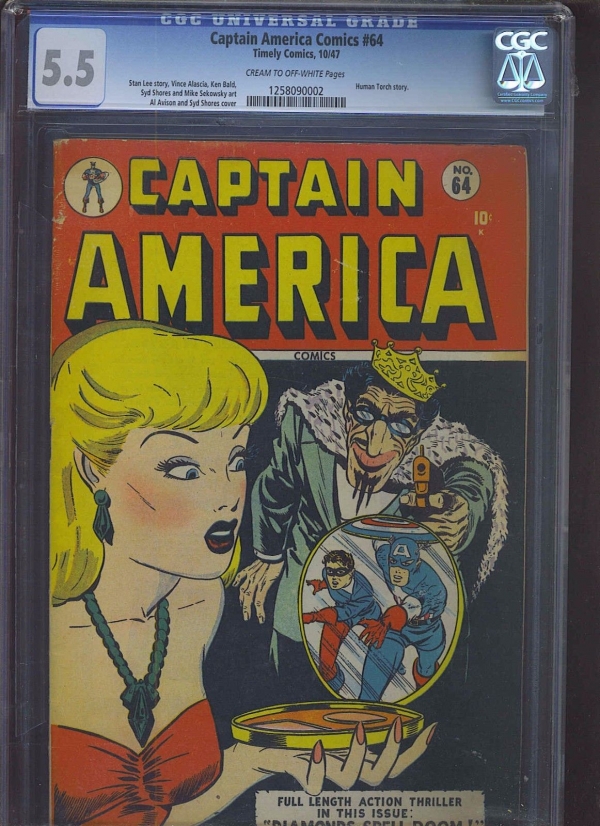 CAPTAIN AMERICA 64 CGC FN 55 CMOW Human Torch story 1047