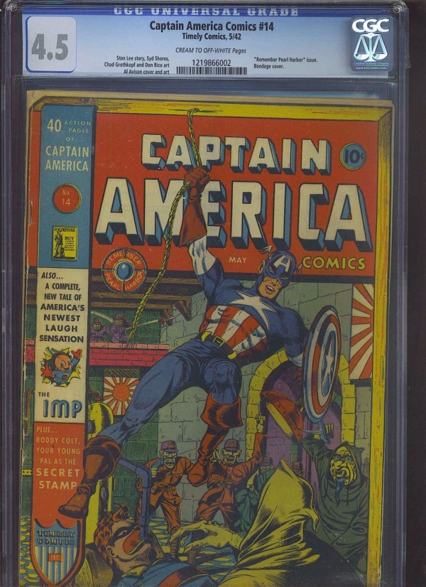 CAPTAIN AMERICA 14 CGC VG 45 CMOW Remember Pearl Harbor issue
