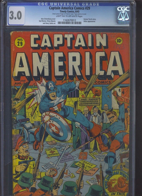 CAPTAIN AMERICA 29 CGC GVG 30 LTOW Classic Schomburg Nazi cvr 843