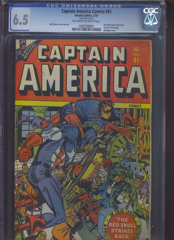 CAPTAIN AMERICA 61 CGC FN 65 OWW Classic Red Skull cvrstory