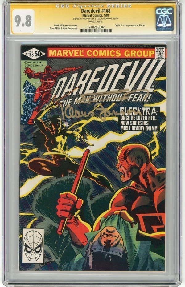  DAREDEVIL 168 CGC 98 SS 1st Elektra Signed Miller Janson White 1240259002