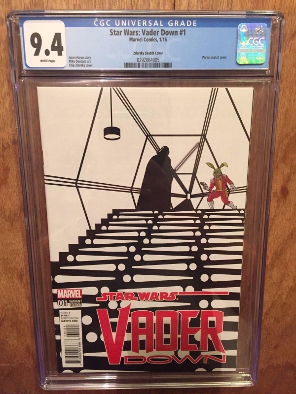 STAR WARS VADER DOWN   1  94 CGC  15000 ZDARSKY SKETCH VARIANT