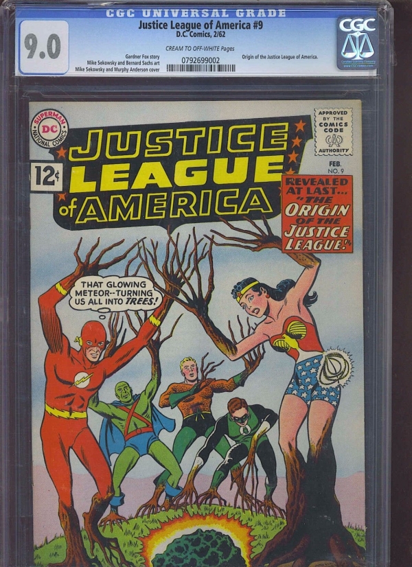 JUSTICE LEAGUE OF AMERICA 9 CGC VFNM 90 CMOW origin of the Justice League