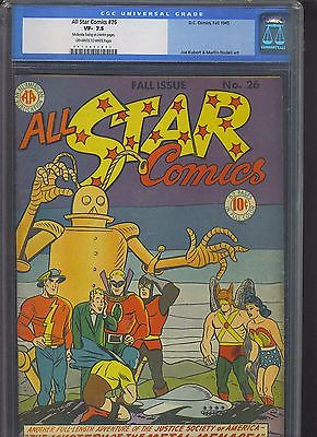 ALL STAR COMICS 26 CGC VF 75 OWW robot cover