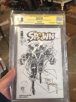 SPAWN 265 GOLD VARIANT CGC 98 2X SS LARSEN FULL BODY SKETCH SIGNED MCFARLANE  