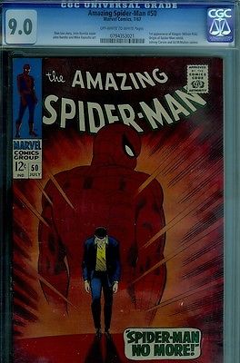 AMAZING SPIDERMAN 50 CGC 90VFNMIST KINGPINORIGIN RETOLDHOT ISSUE