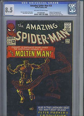 AMAZING SPIDERMAN 28 CGC VF 85 OWW origin  1st app Molten Man