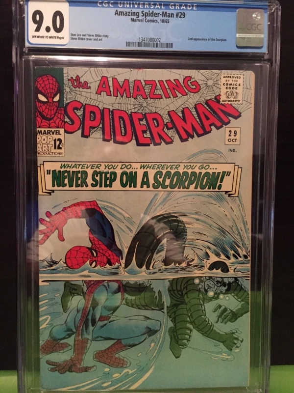 AMAZING SPIDERMAN 29 CGC VFNM 90 OWW Ditko cvrart 2nd app Scorpion