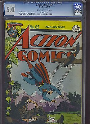 ACTION COMICS 62 CGC VGF 50 OWW WWII cvr scarce