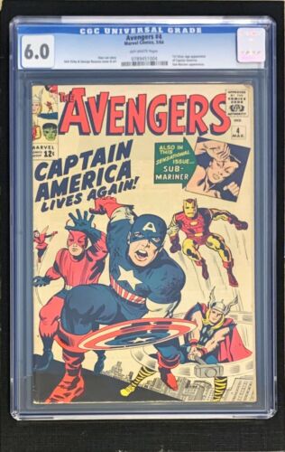 Avengers 4 CGC 6  1964  Captain America 1st Silver Age  Marvel