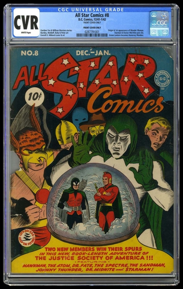 All Star Comics 8 Vol 1 CGC CVR Front Cover Unrestored 1st Wonder Woman 1942