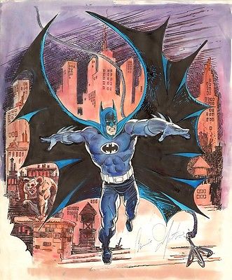 BATMAN PINUP DRAWING CARMINE INFANTINO 14 X 17 WATER COLOR INK CGC 1 PC JLA