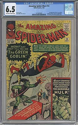 AMAZING SPIDERMAN 14 CGC 65  OWTWP  1ST GREEN GOBLIN  1964 FANTASTIC