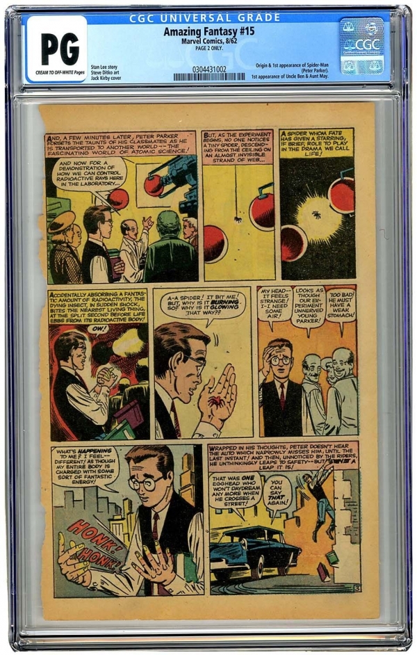 Amazing Fantasy 15 CGC Page 2 Only  1st App of SpiderMan 1962 Original