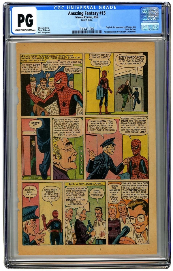 Amazing Fantasy 15 CGC Page 5 Only  1st App of SpiderMan 1962 Original