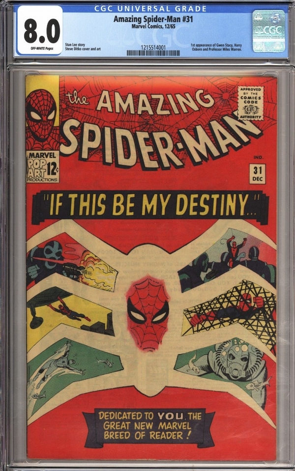 Amazing SpiderMan 31 Vol 1 CGC 80 High Grade Beauty Unrestored 1st Gwen Stacy