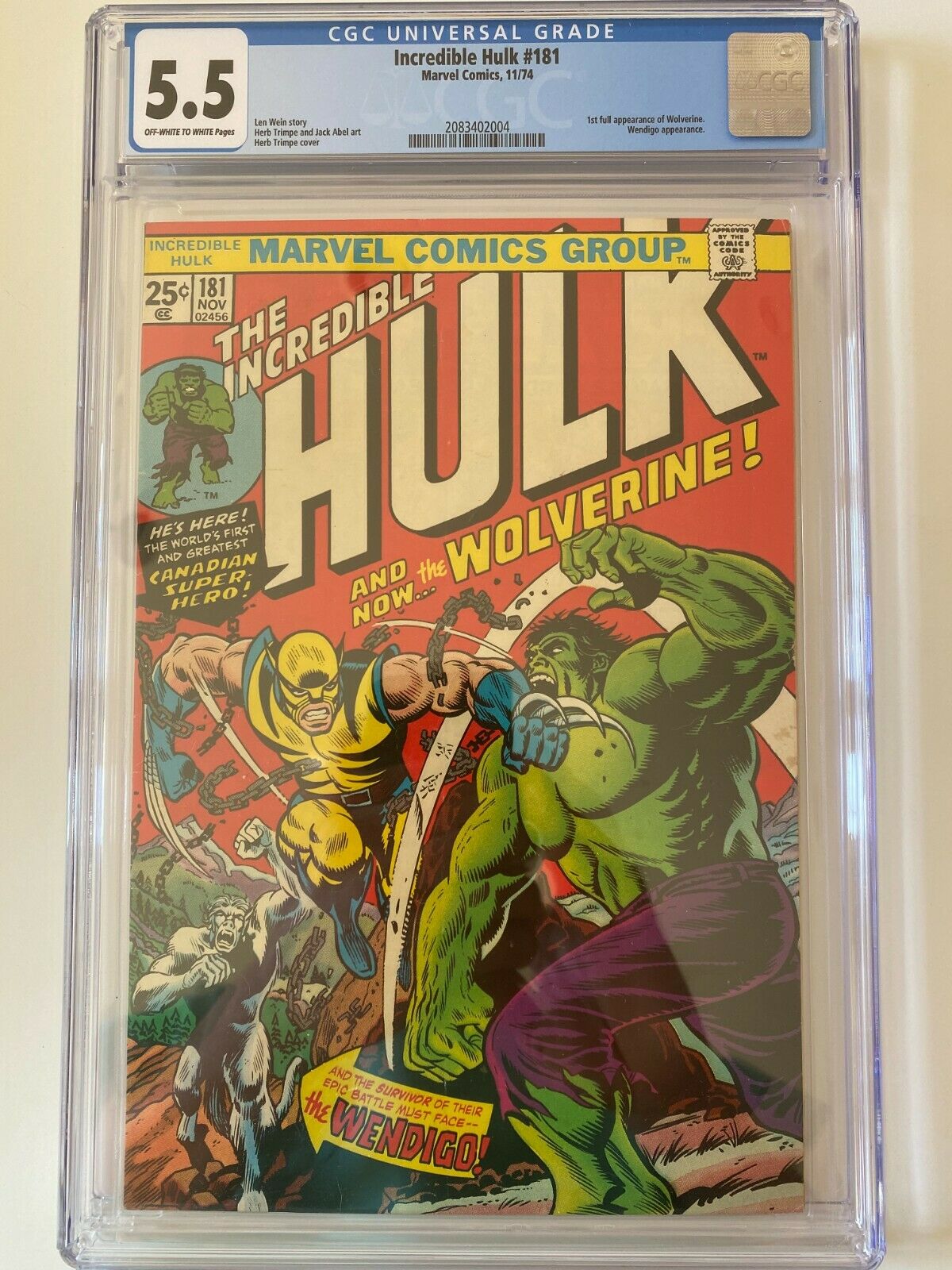 The Incredible Hulk 181 CGC 55 First Appearance of Wolverine 111974