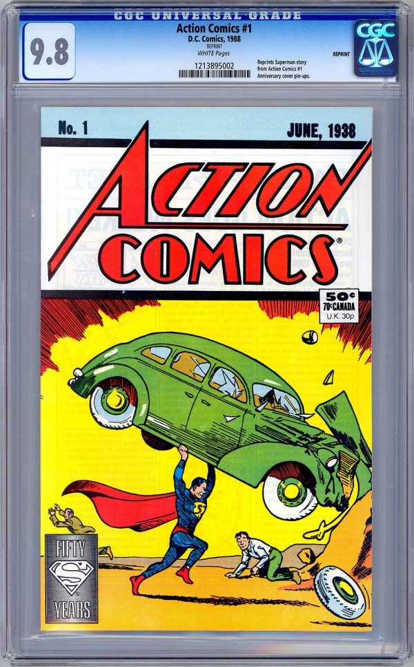 ACTION COMICS 1  CGC 98 NM  WP  50TH ANNIVERSARY REPRINT  19381988