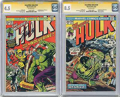 1974 Incredible Hulk 181 CGC 45  180 CGC 85 Signed by Stan Lee 1st Wolverine