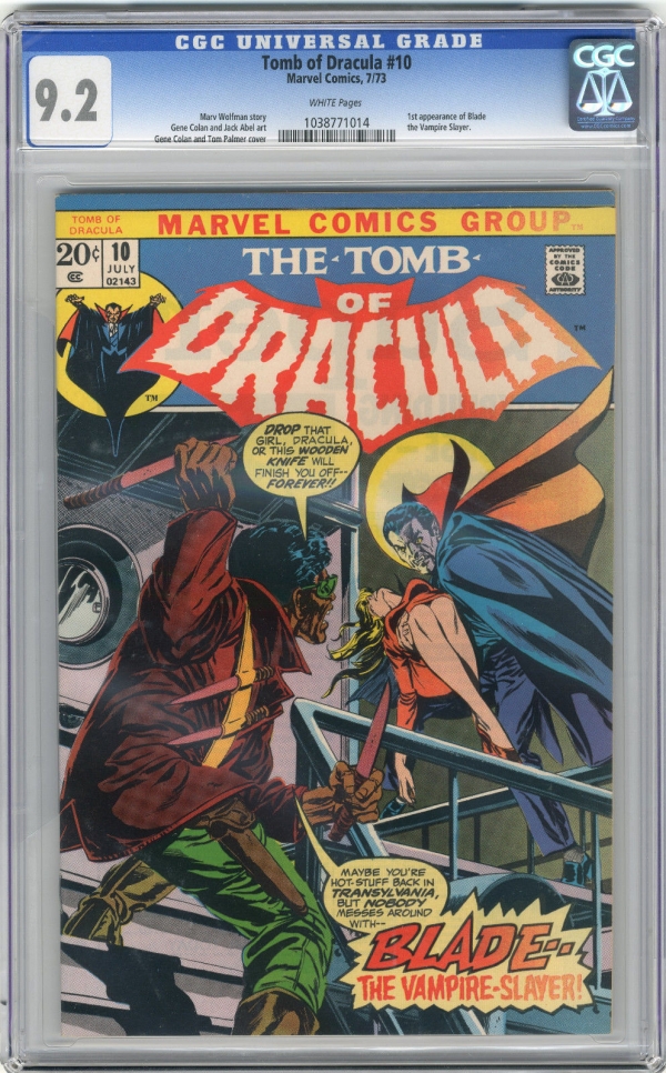 1973 Tomb of Dracula 10 CGC 92 1st Blade White Pages