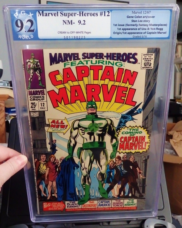 MARVEL SUPERHEROES  12 PGX 92 not CGC19671ST APPORIGIN CAPTAIN MARVEL