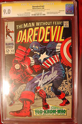 DAREDEVIL 43 CGC 90 YELLOW LABEL SIGNED BY STAN LEE DOUBLE COVER VFNM