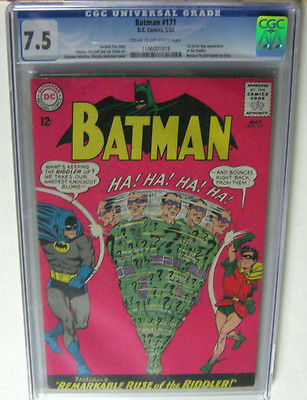 BATMAN 171 CGC GRADED 75 KEY BOOK 1st APP SILVER AGE RIDDLER DC COMICS 1965