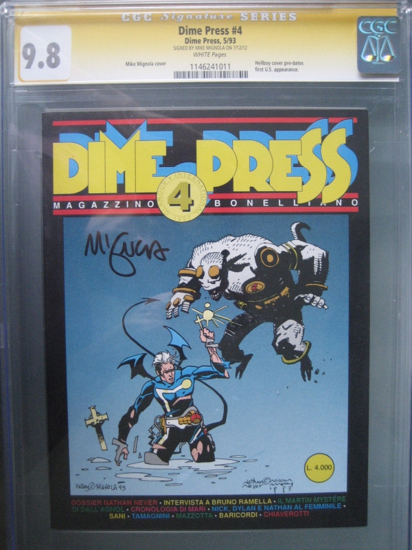 Dime Press 4 CGC 98 Signature Series Signed Mike Mignola Auto 1st Hellboy