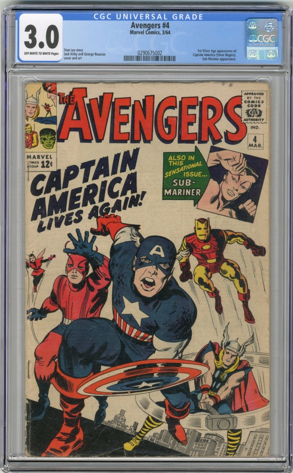 1964 Avengers 4 CGC 30 1st SA Captain America