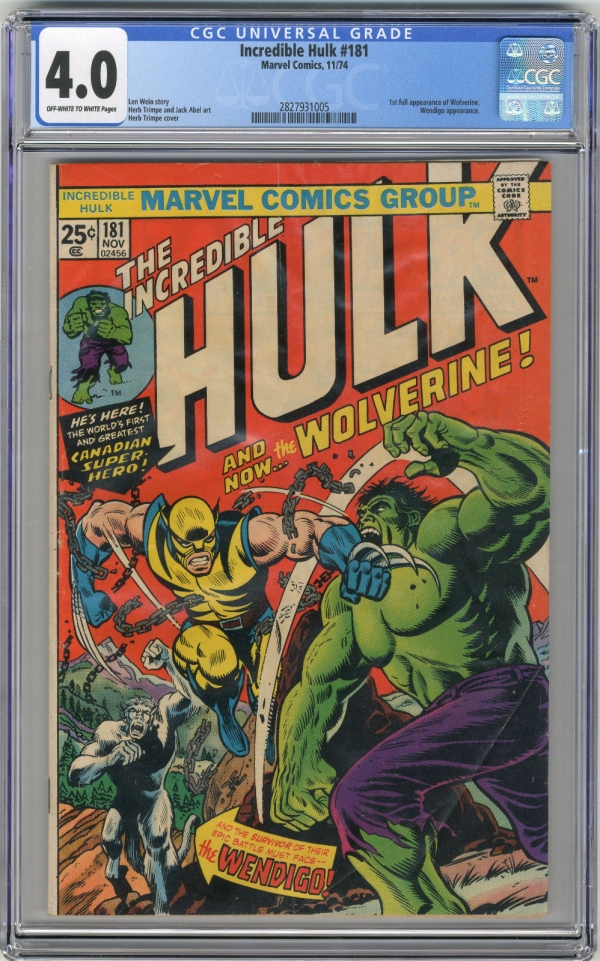 1974 Incredible Hulk 181 CGC 40 1st Wolverine 
