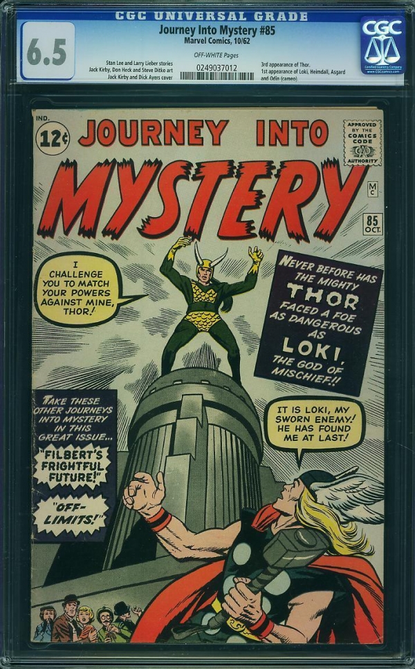 Journey Into Mystery 85 Cgc 65  1st Loki Hemidall Asgard And Odin 3rd Thor 