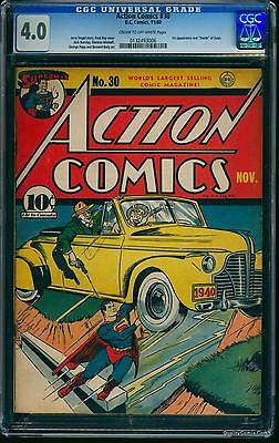 Action Comics 30 CGC VG 40 Cream to OffWhite   DC Superman
