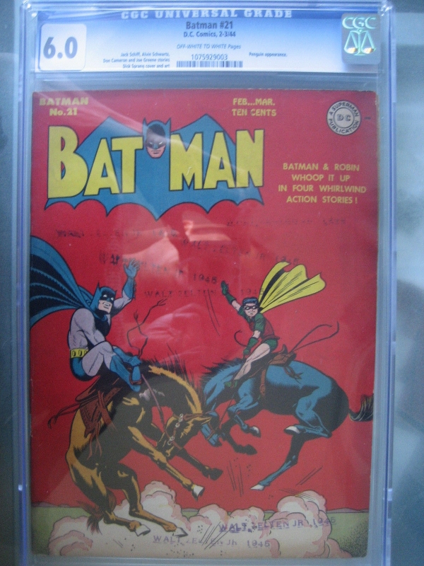 Batman 21 CGC 60 OWW Penguin Appearance DC Comics 1944