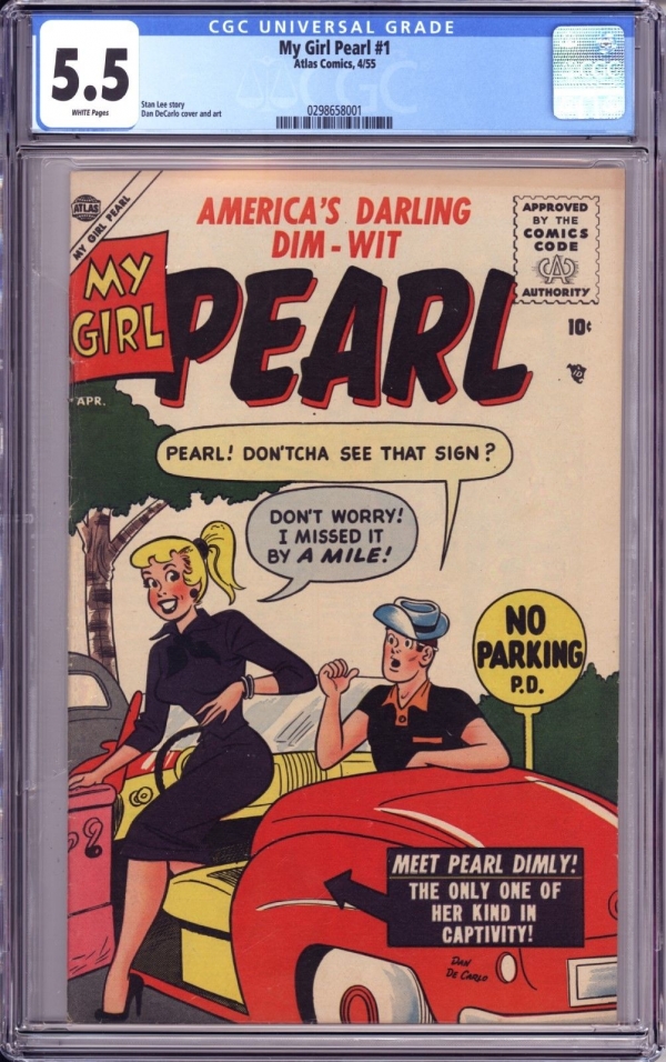 MY GIRL PEARL 1 CGC 55  WHITE PAGES  STAN LEE STORY DAN DECARLO ART 