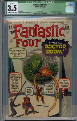 Fantastic Four 5 CGC Q 35 OWW 12cOrigin1st Doctor DoomMarvel1962