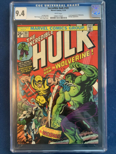 incredible hulk 181 CGC 94 White PQ