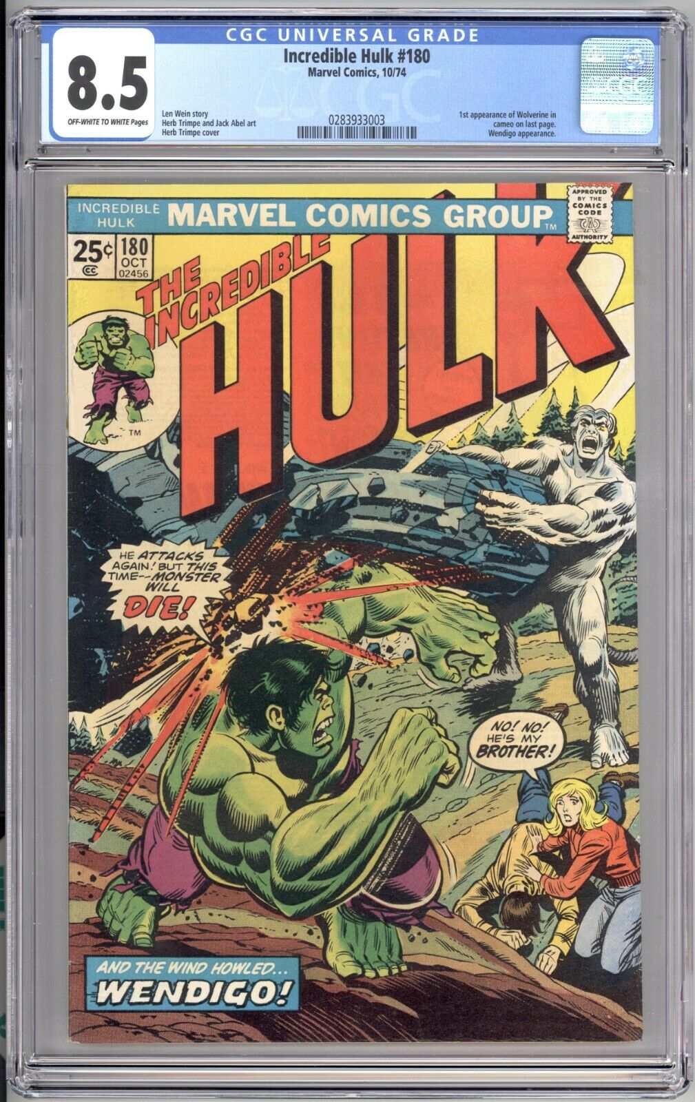 Incredible Hulk 180 CGC 85 1st Wolverine Cameo