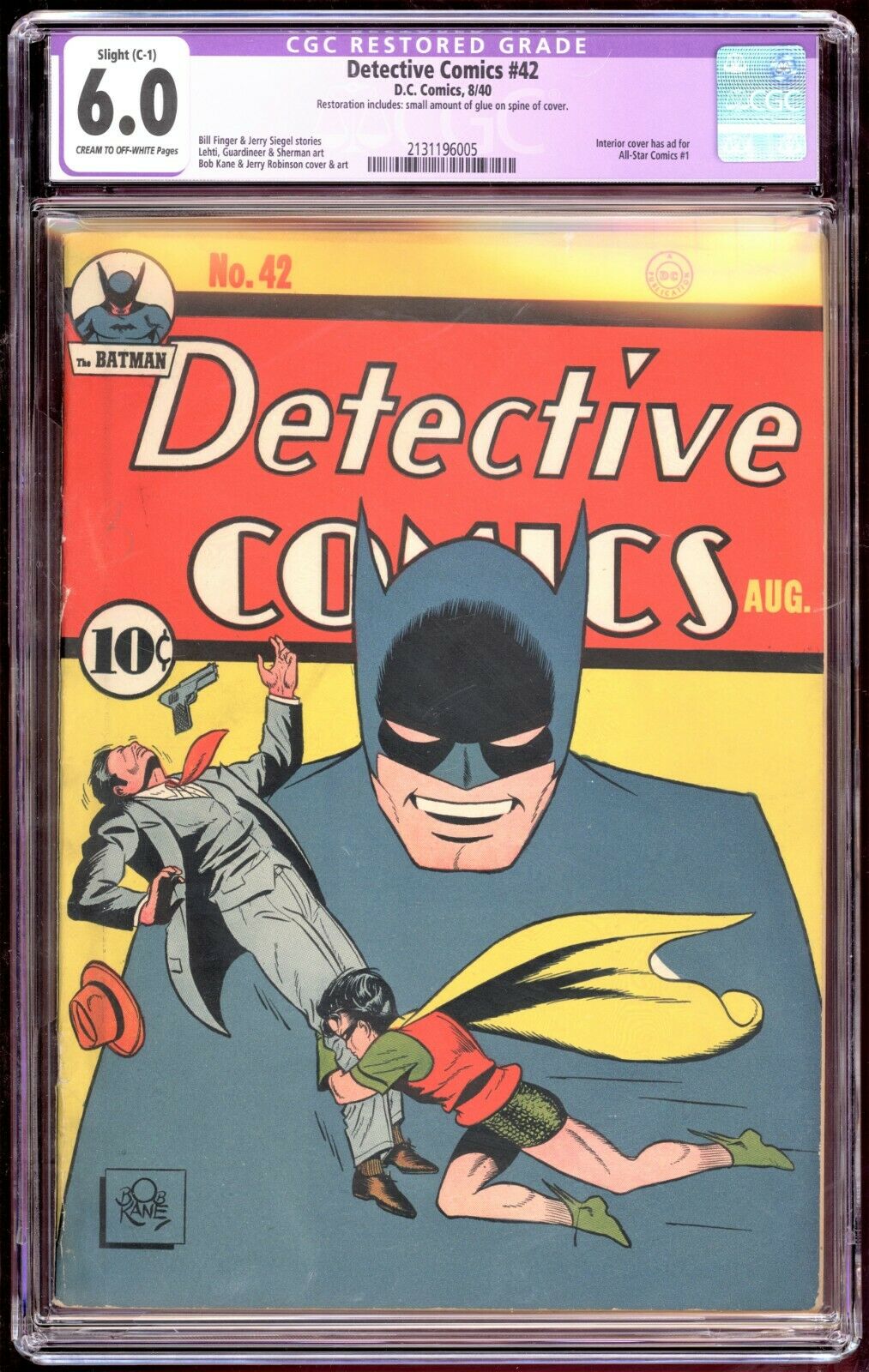 Detective Comics 42 CGC 60 1940 Slight C1 2131196005