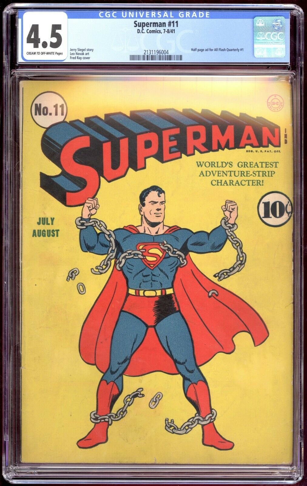 Superman 11 1941 CGC 45 Classic Cover