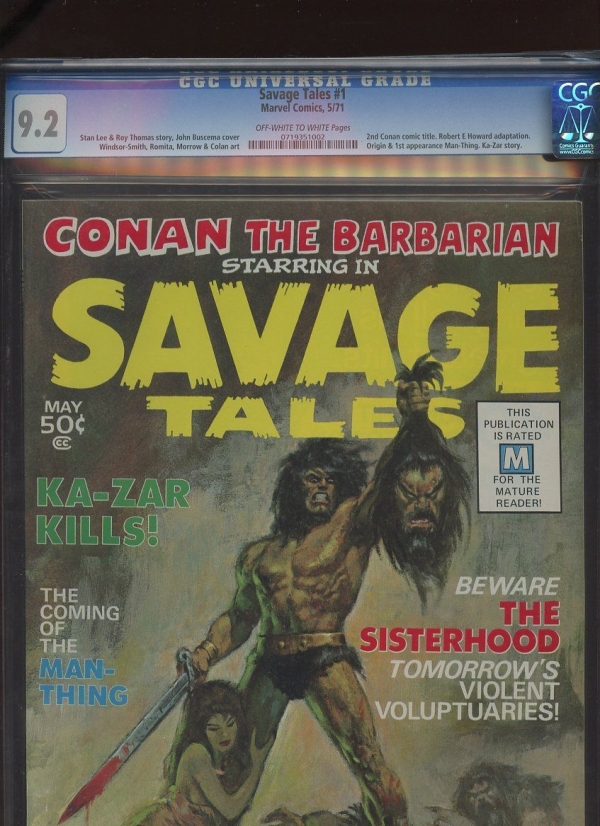 SAVAGE TALES 1 CONAN THE BARBARIAN CGC 92 1971 0719351002 1st MANTHING