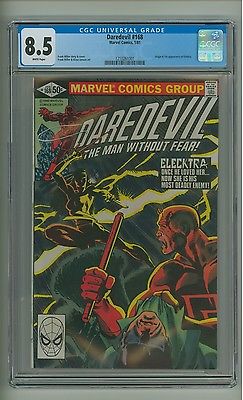 Daredevil 168 CGC 85 White p Origin1st app Elektra Frank Miller c07941