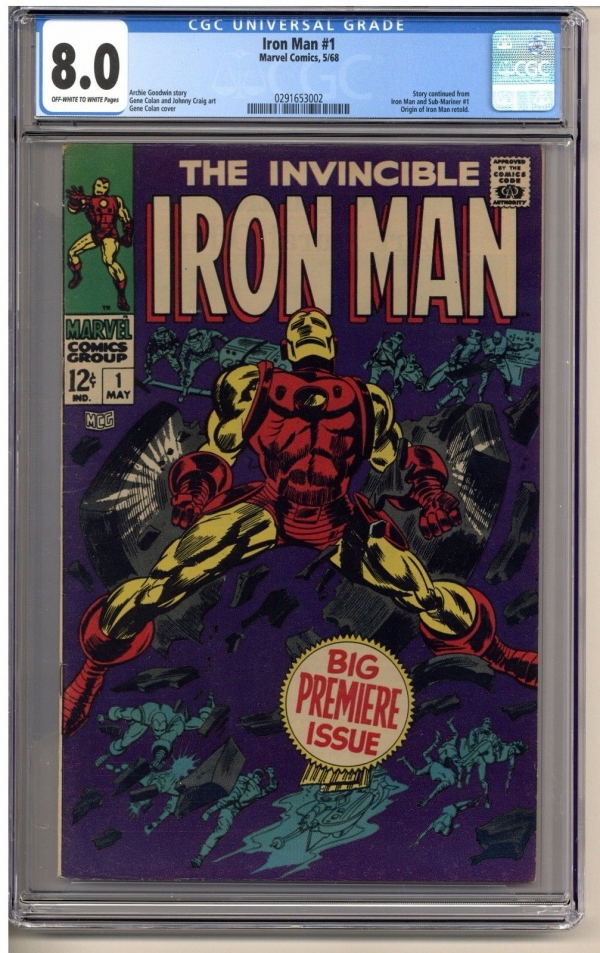 Iron Man  1 CGC 80 0291653002Continued from IM  SubMariner 1 OWW