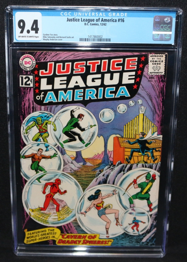 Justice League of America 16  Cavern of Deadly Spheres  CGC Grade 94  1962