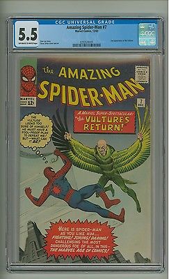 Amazing SpiderMan 7 CGC 55 OWW pg 2nd app Vulture Ditko 1963 c09481