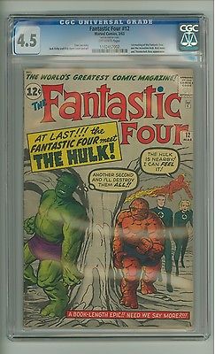 Fantastic Four 12 CGC 45 OW pages FF vs Hulk 1st meeting Kirby c09468