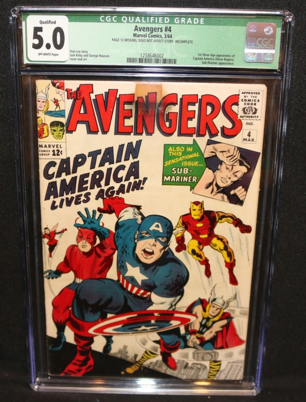 Avengers 4  1st Silver Age App of Captain America  CGC Qualified 50  1964