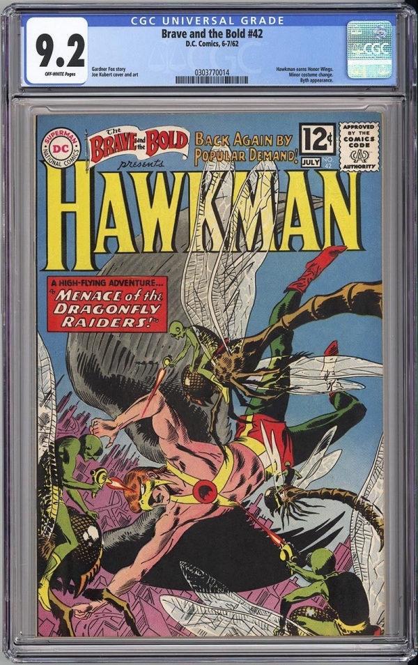BRAVE AND THE BOLD 42 CGC NM 92  AWESOME HAWKMAN COVER  SCARCE ISSUE  1962